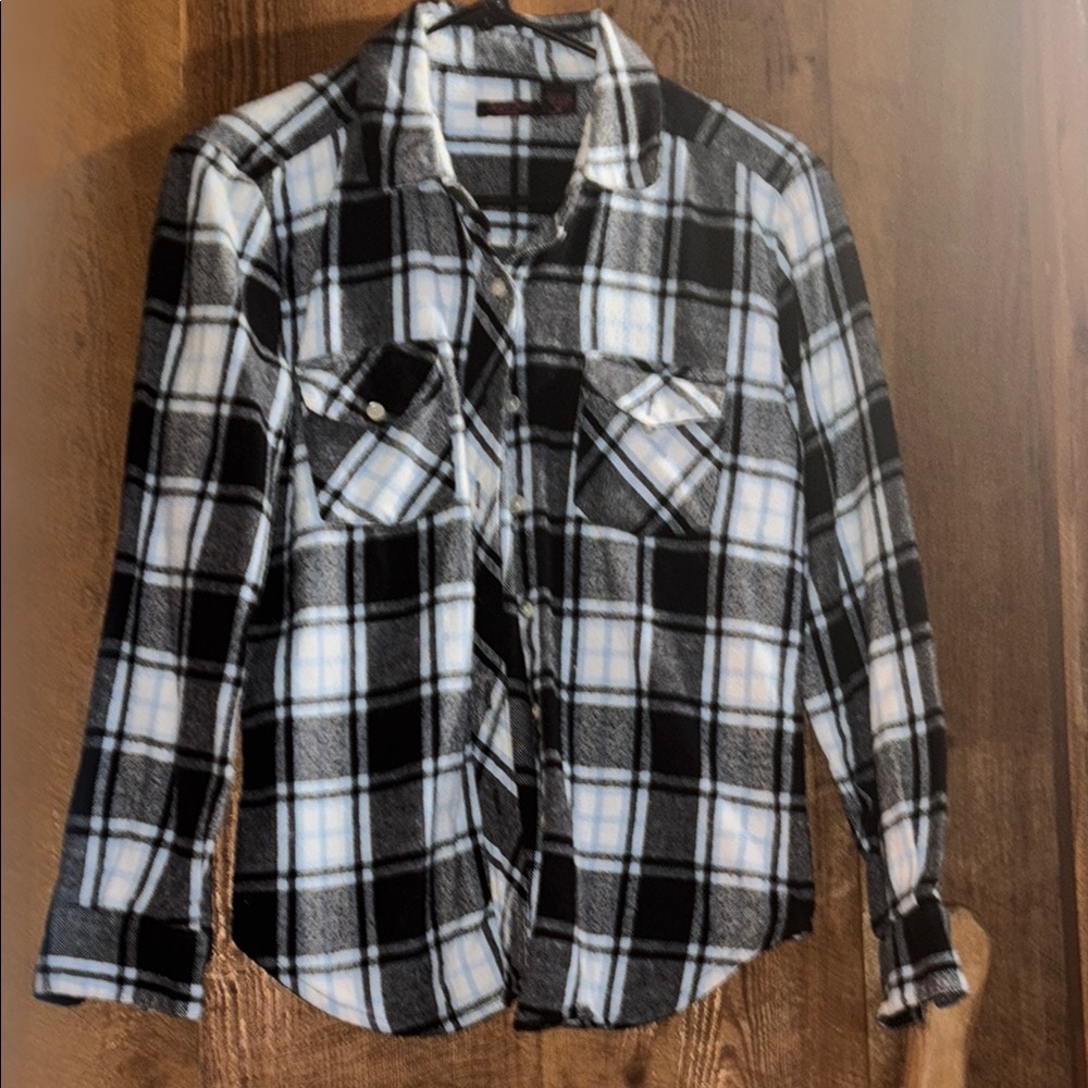 Black and White Plaid Button Down Shirt